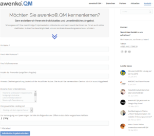 Screenshot Angebot anfordern